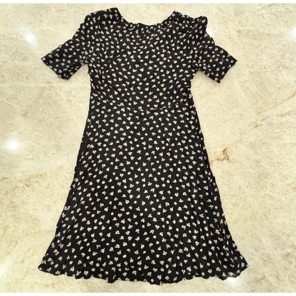 Claudie Pierlot Raven A-Line Black & White Floral Dress, France, Size 36 /US 4 - Picture 4 of 4